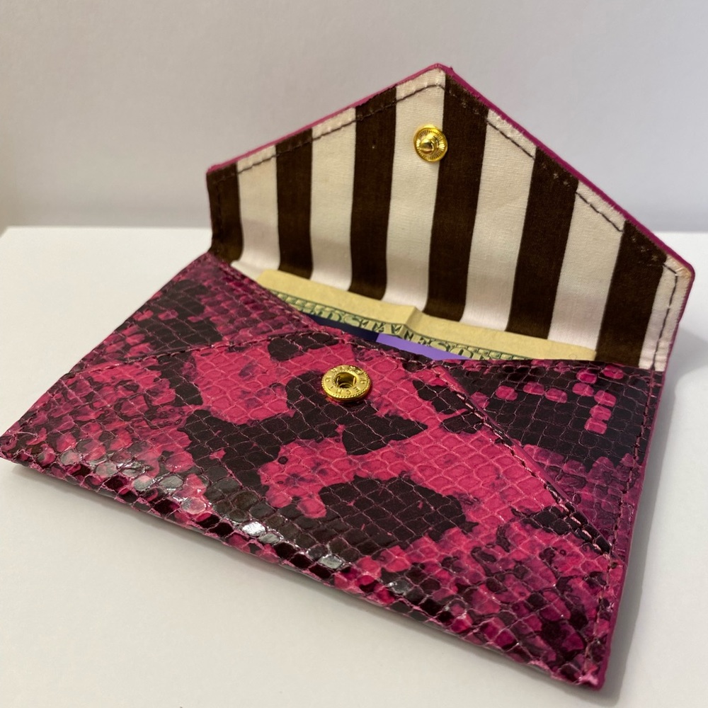 NEW Henri Bendel || Envelope Slim Card Wallet || Pink Python